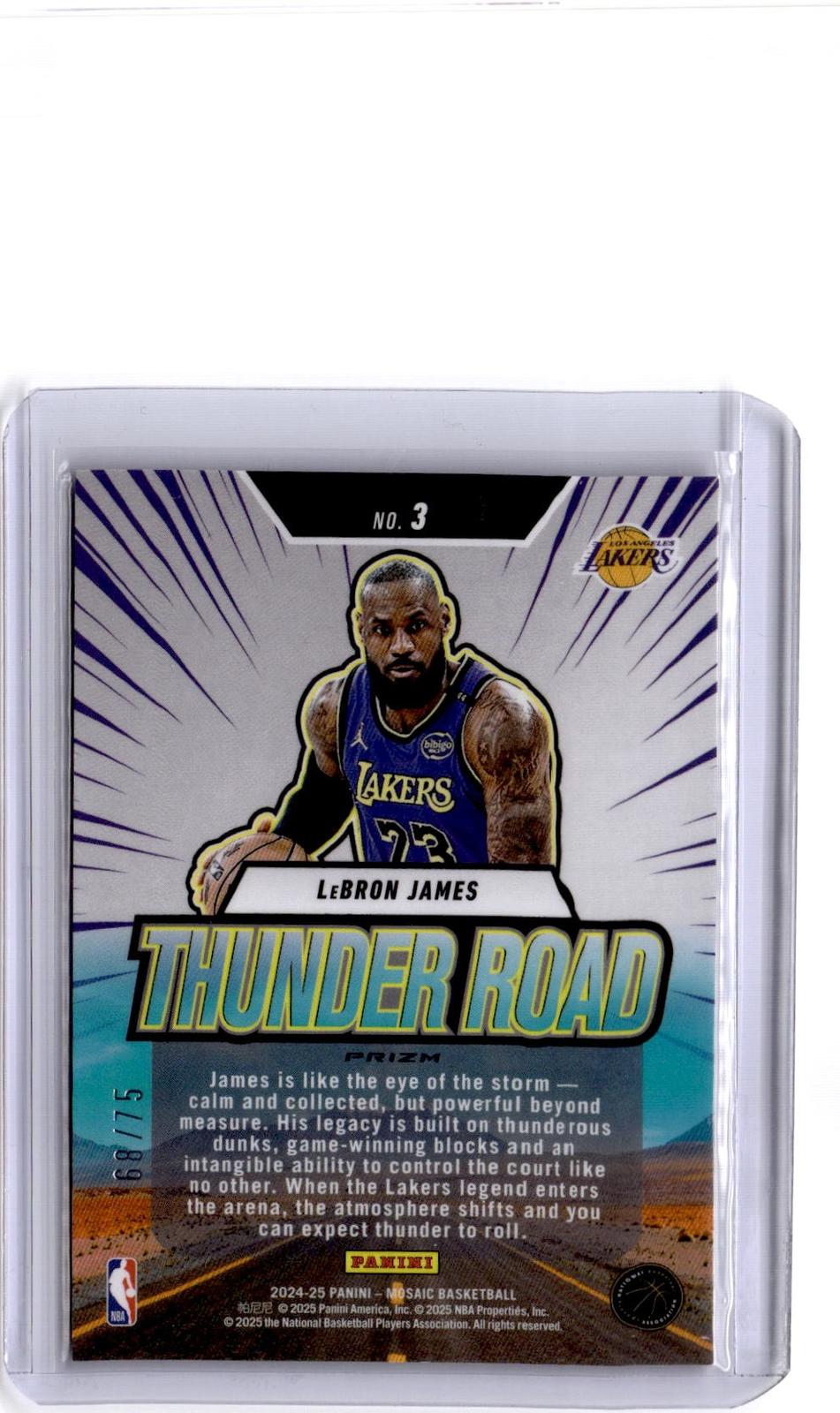 2024-25 Panini Mosaic #3 LeBron James Thunder Road Mosaic Red Fluorescent #/75