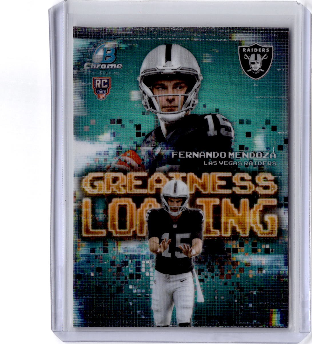 2026 Bowman #GL-1 Fernando Mendoza Greatness Loading Aqua Refractor #/199