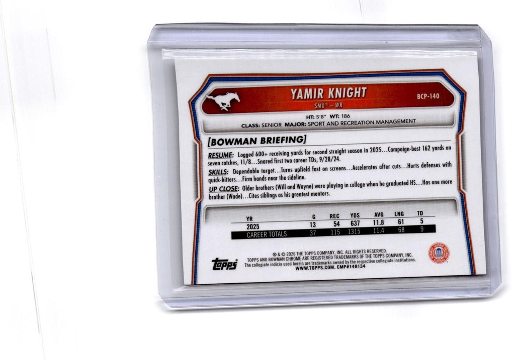 2026 Bowman #BCP-140 Yamir Knight Chrome Prospects FireFractor #/3