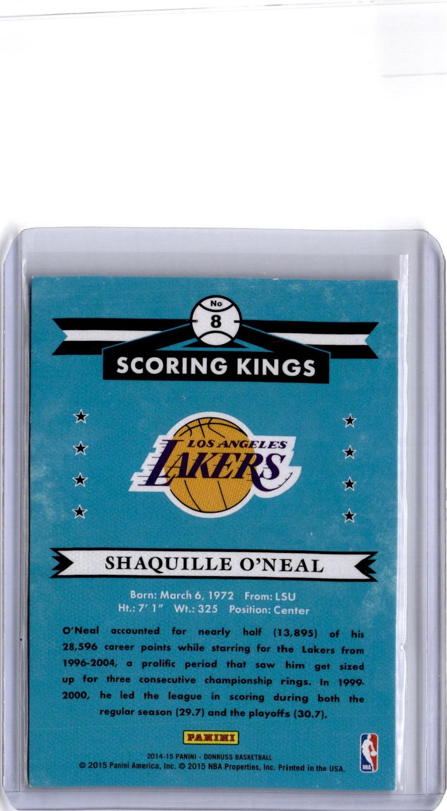 2014-15 Donruss #8 Shaquille O'Neal Scoring Kings Press Proofs Purple #/199