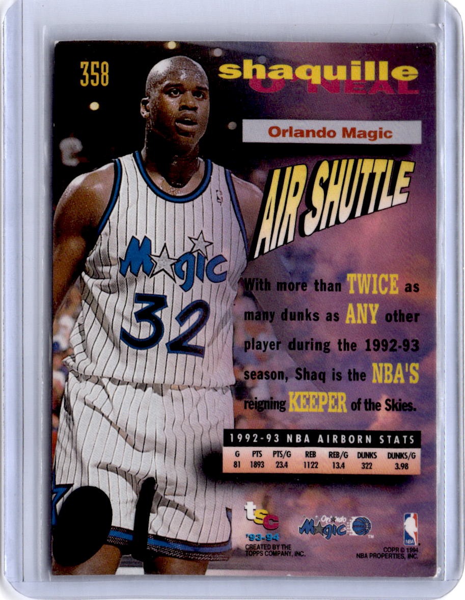 1993-94 Stadium Club #358 Shaquille O'Neal Frequent Flyer Upgrades