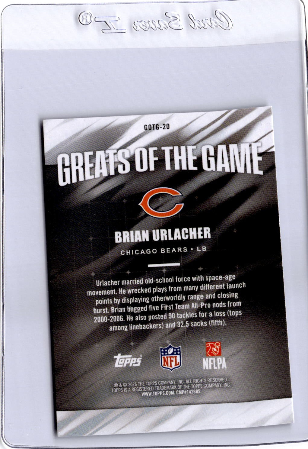 2026 Topps Flagship #GOTG-20 Brian Urlacher Greats of the Game Green #/150