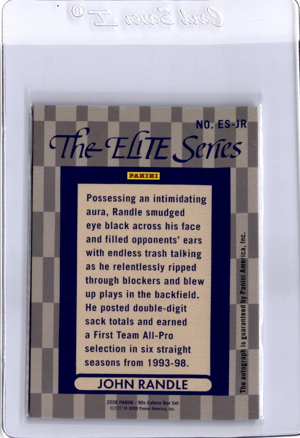 2026 Panini Decades 90s Pop Culture  John Randle The Elite Series Autograph