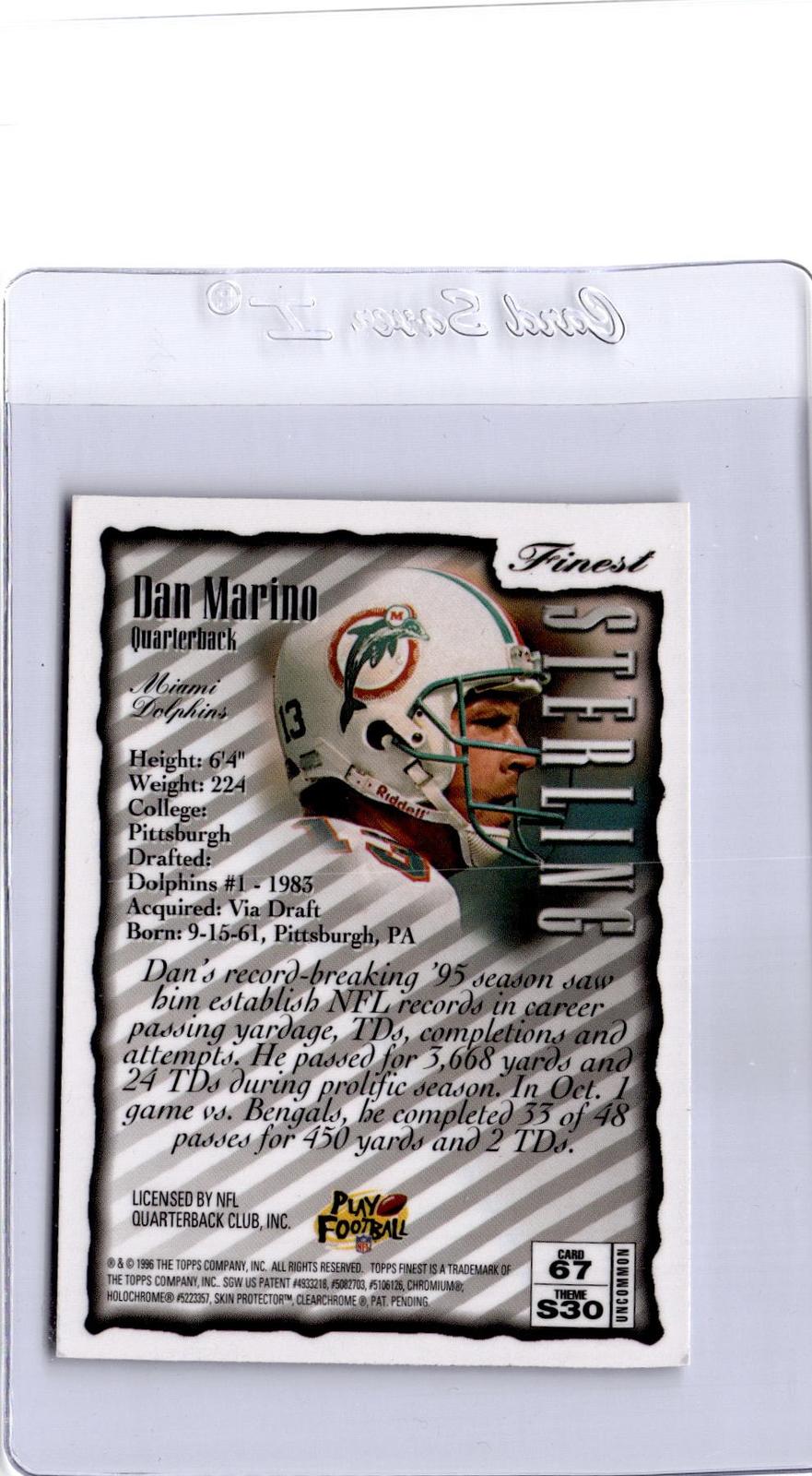 1996 Finest #67 Dan Marino Uncommon SILVER