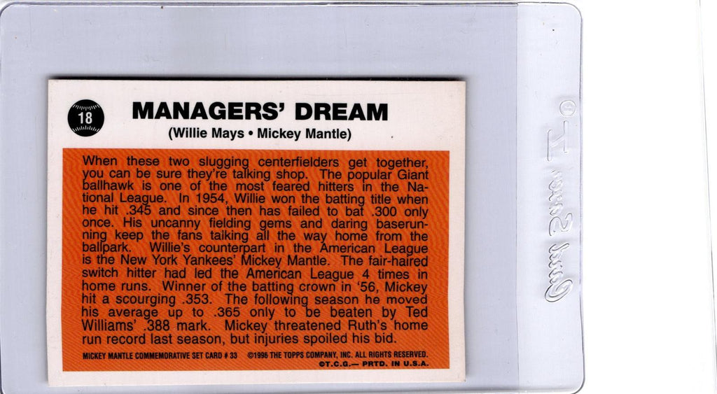1997 Topps Managers' Dream (Mickey Mantle / Willie Mays) Commemorative Reprints