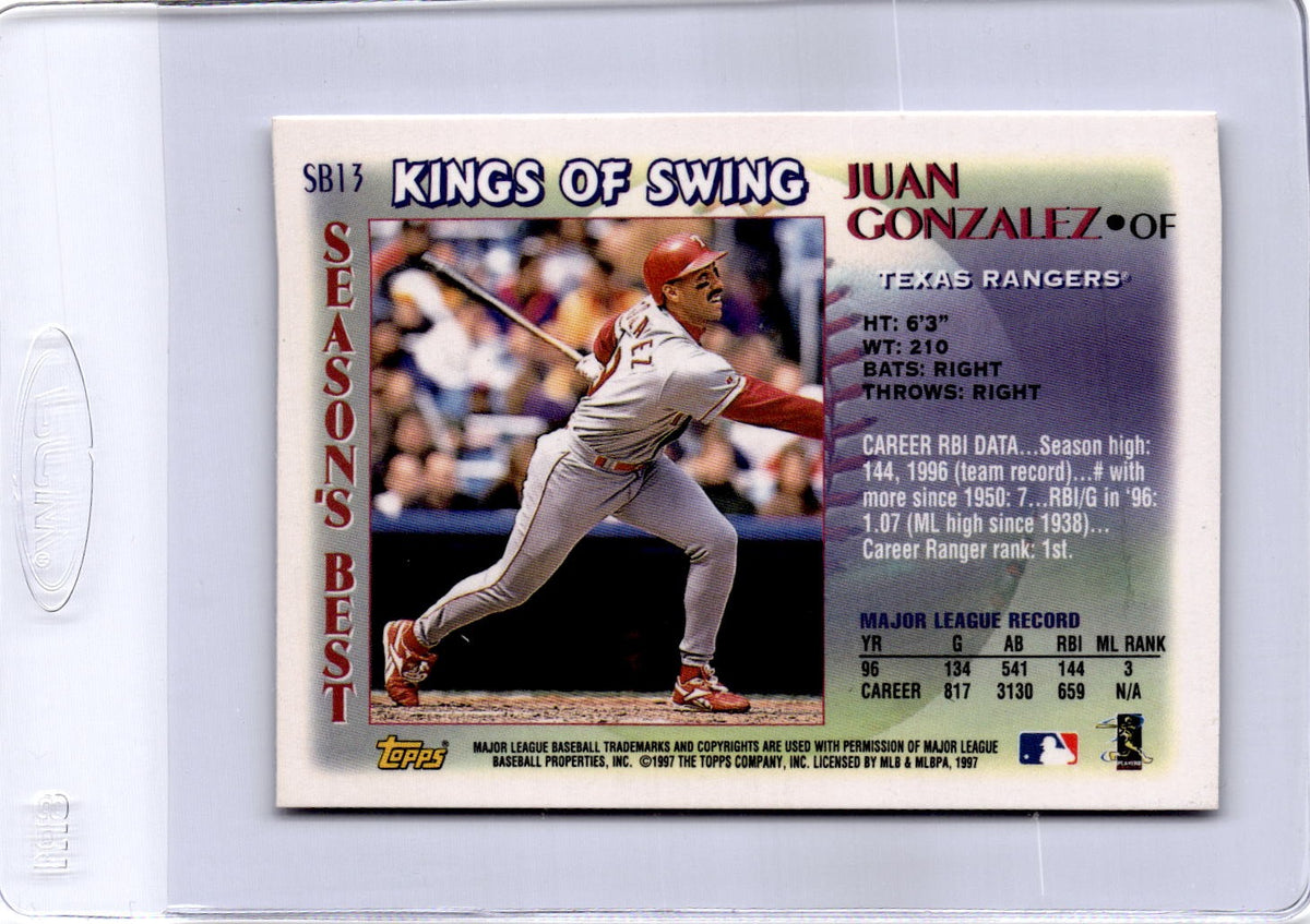 1997 Topps #SB13 Juan Gonzalez Season's Best