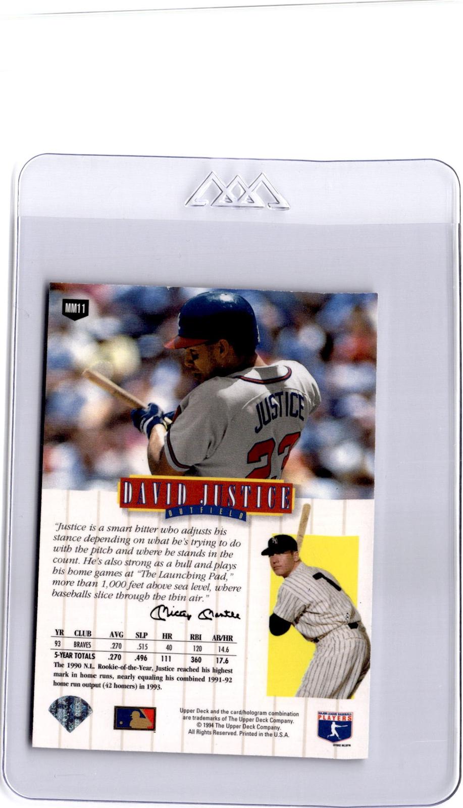 1994 Upper Deck #MM11 David Justice Mickey Mantle's Long Shots Electric Diamond
