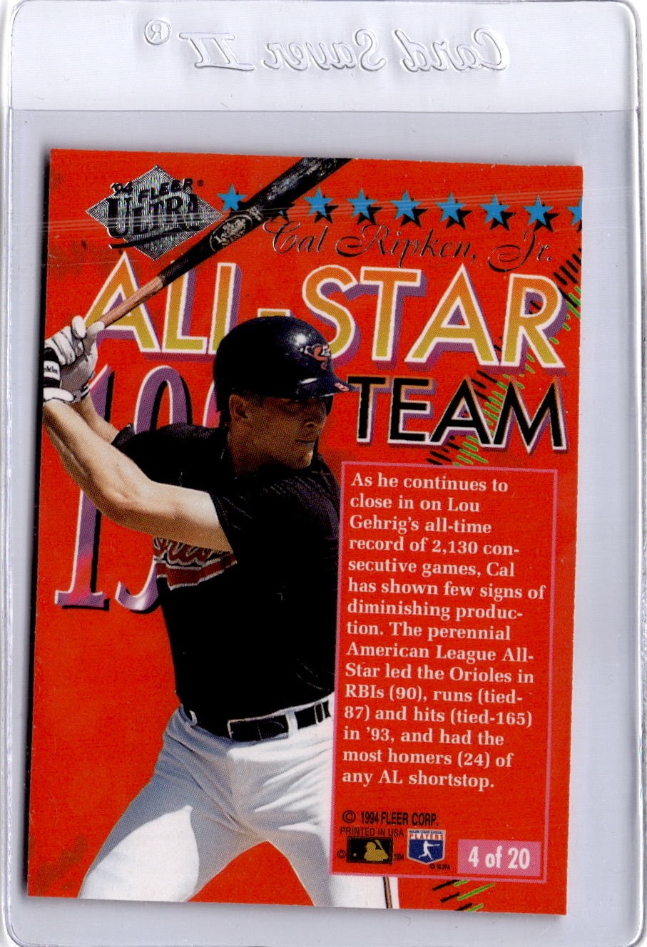 1994 Ultra #4 Cal Ripken, Jr. Ultra All-Star Team