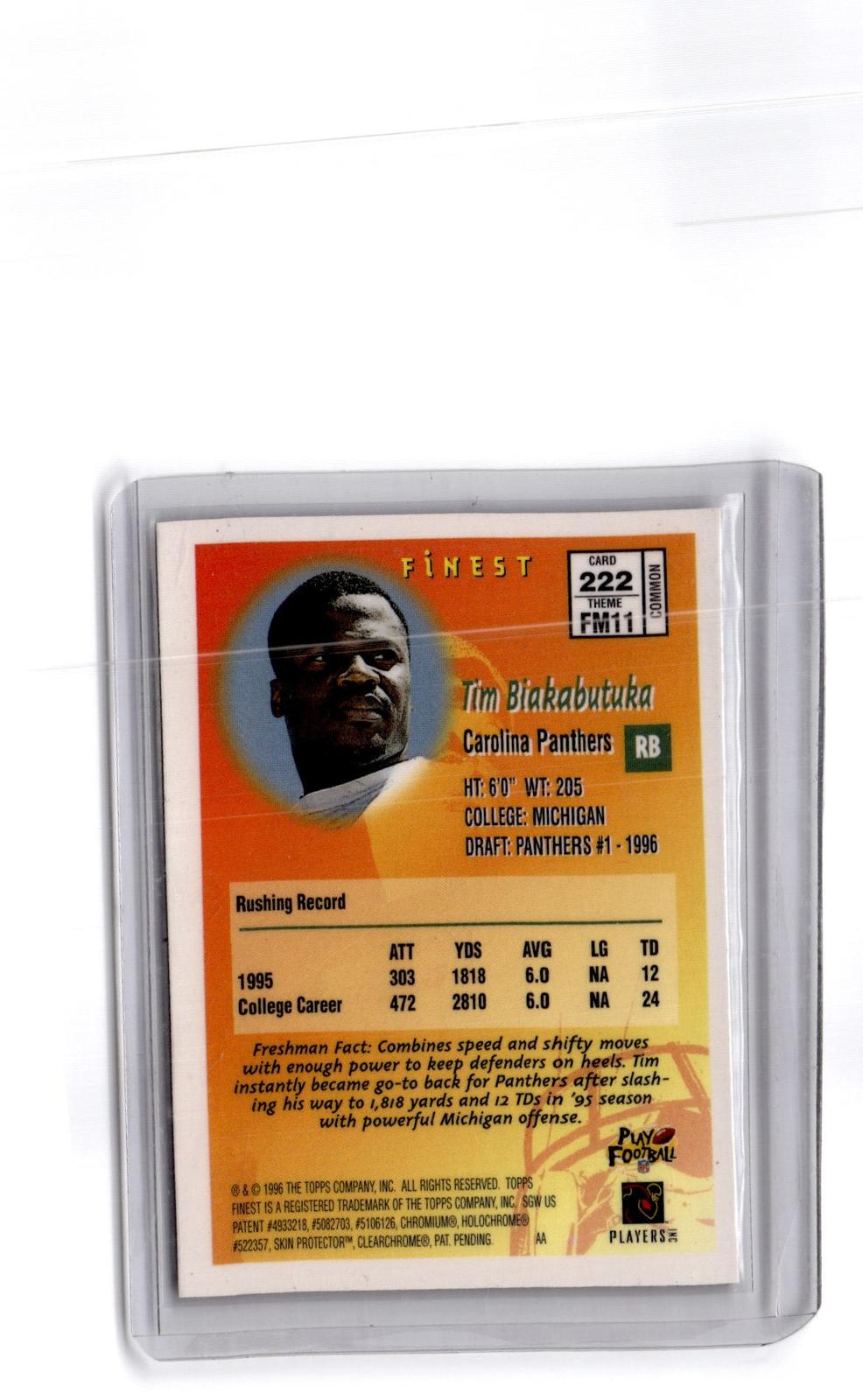 1996 Finest #222 Tim Biakabutuka Refractor