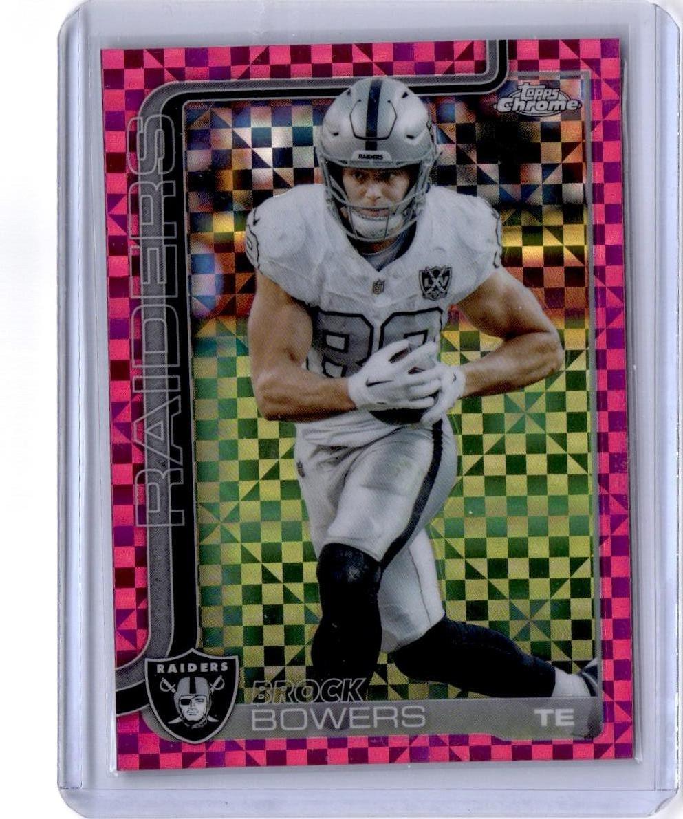 2025 Topps Chrome #178 Brock Bowers Hot Pink X-Fractor