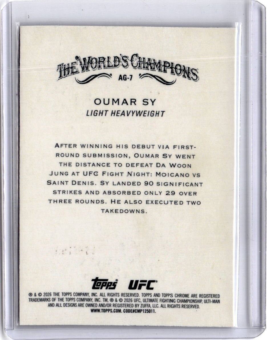 2026 Topps Chrome UFC #AG-7 Oumar Sy Allen & Ginter Aqua Refractor
