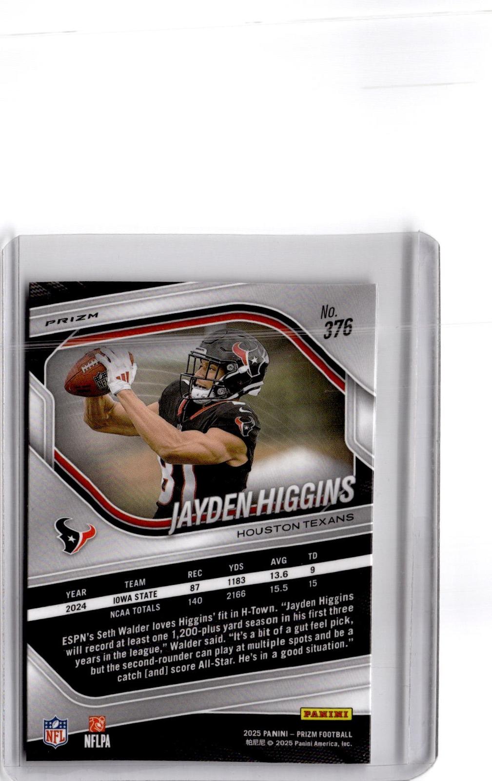 2025 Panini Prizm #376 Jayden Higgins White Disco
