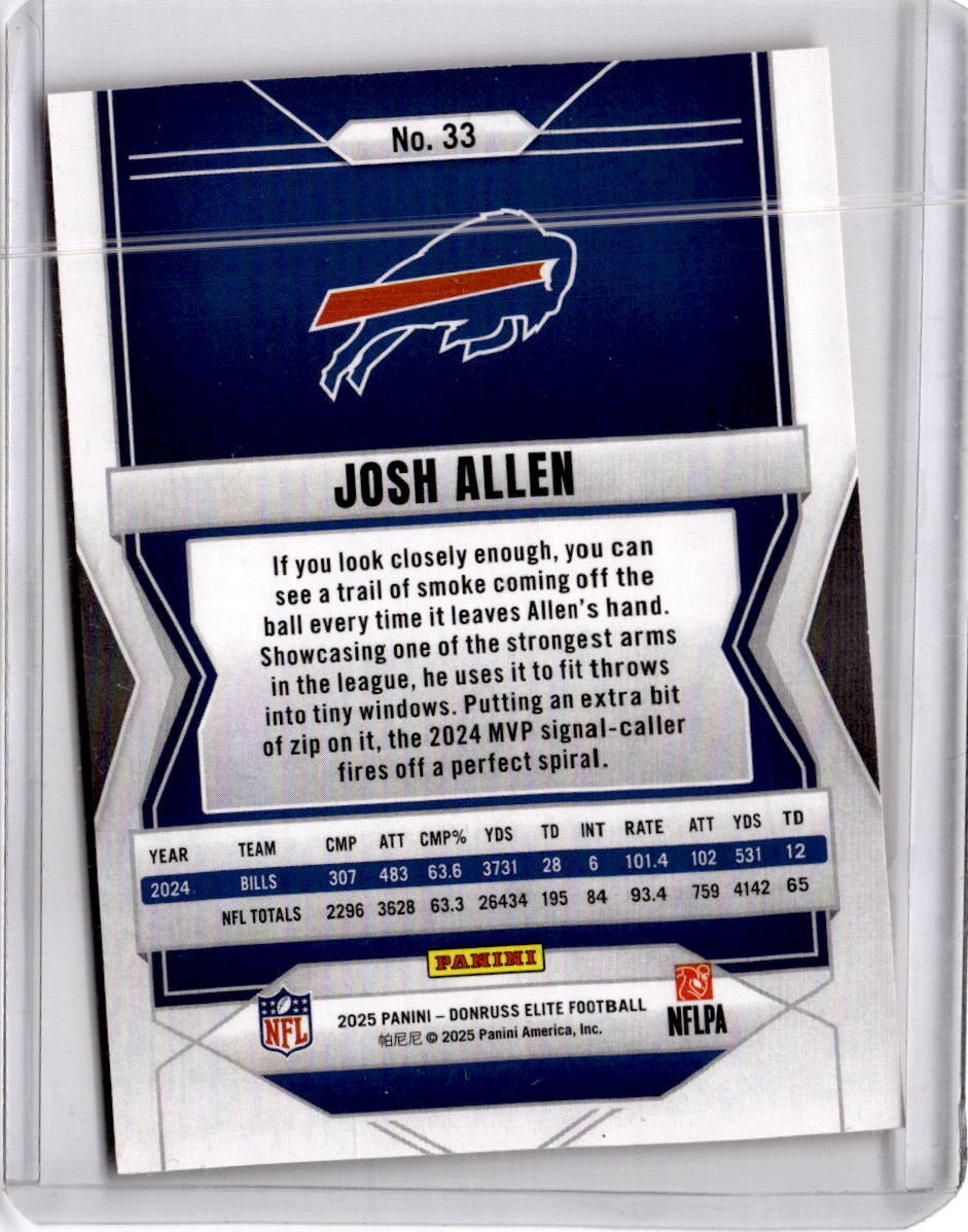 2025 Donruss Elite #33 Josh Allen Aspirations Shimmer #/999