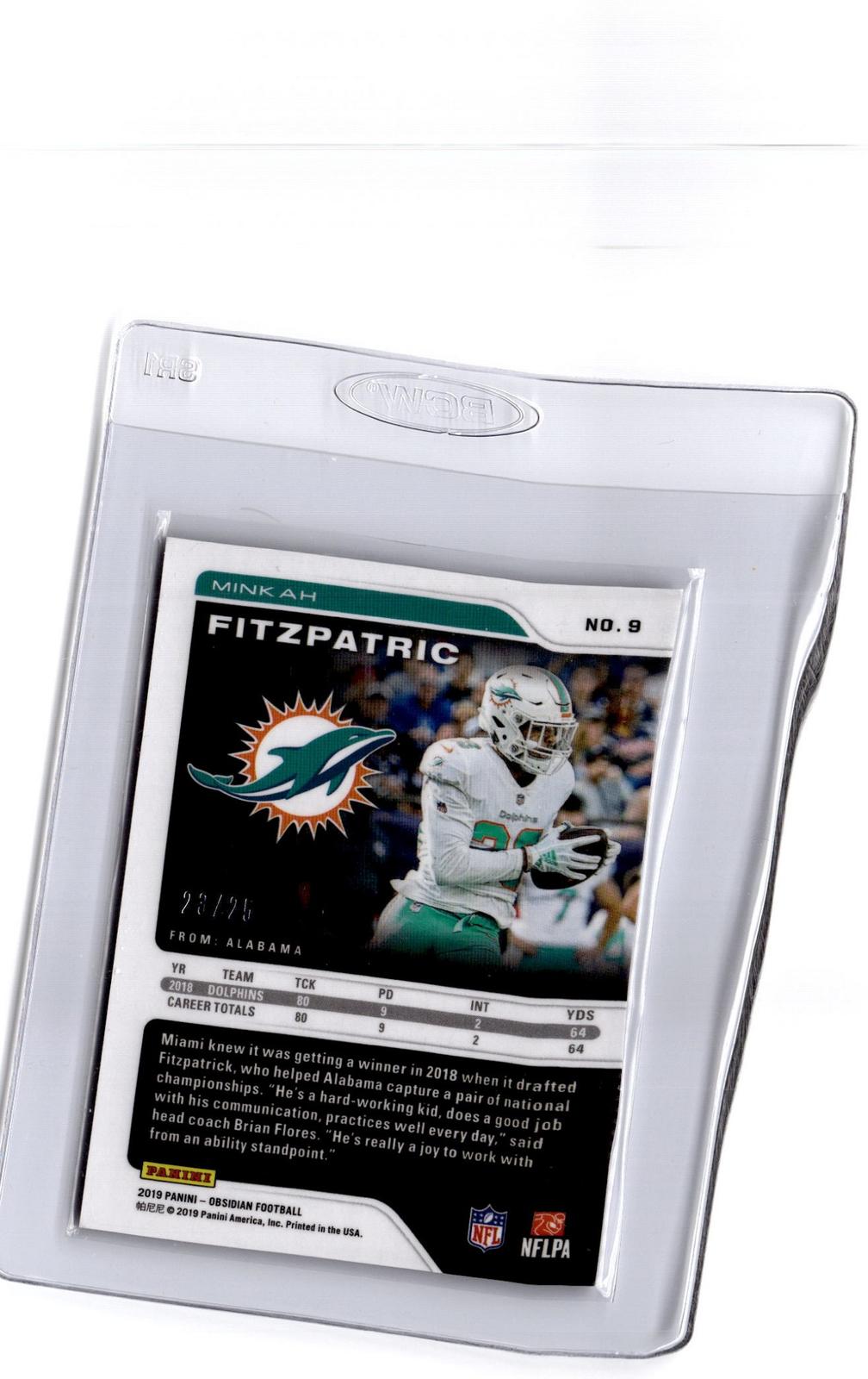 2019 Panini Obsidian #9 Minkah Fitzpatrick Electric Etch Green #/25