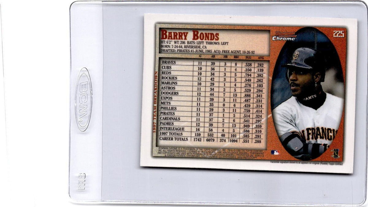 1998 Bowman Chrome #225 Barry Bonds