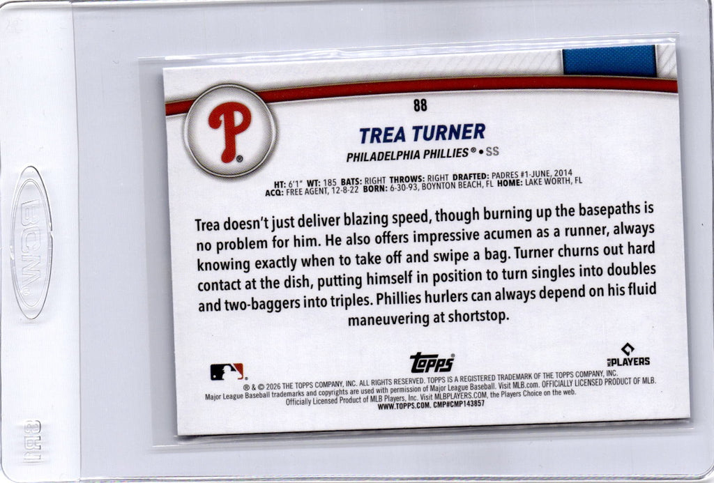 2026 Topps #88 Trea Turner Flagship Collection Blue (Series Two) #/150