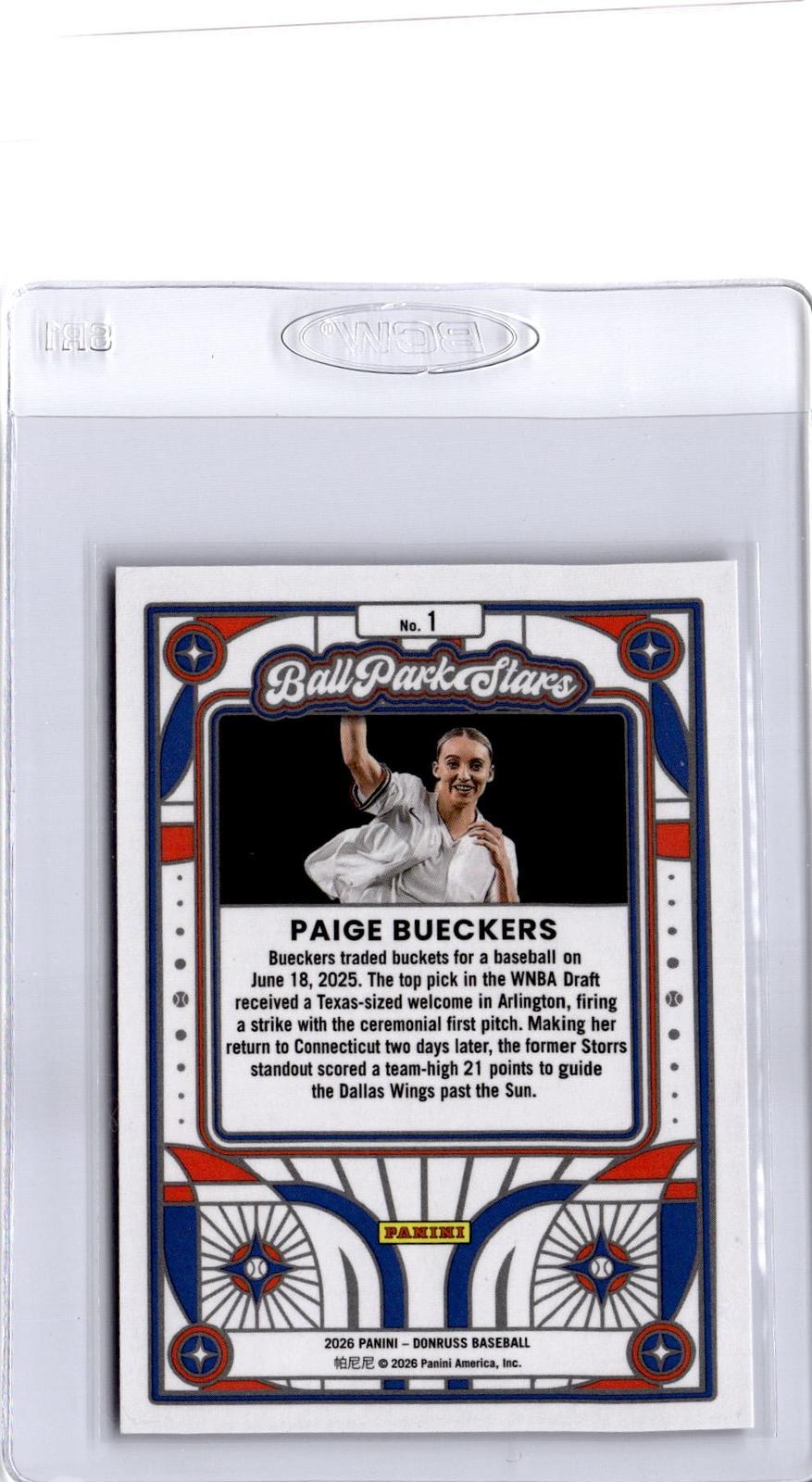 2026 Donruss #1 Paige Bueckers Donruss Ballpark Stars