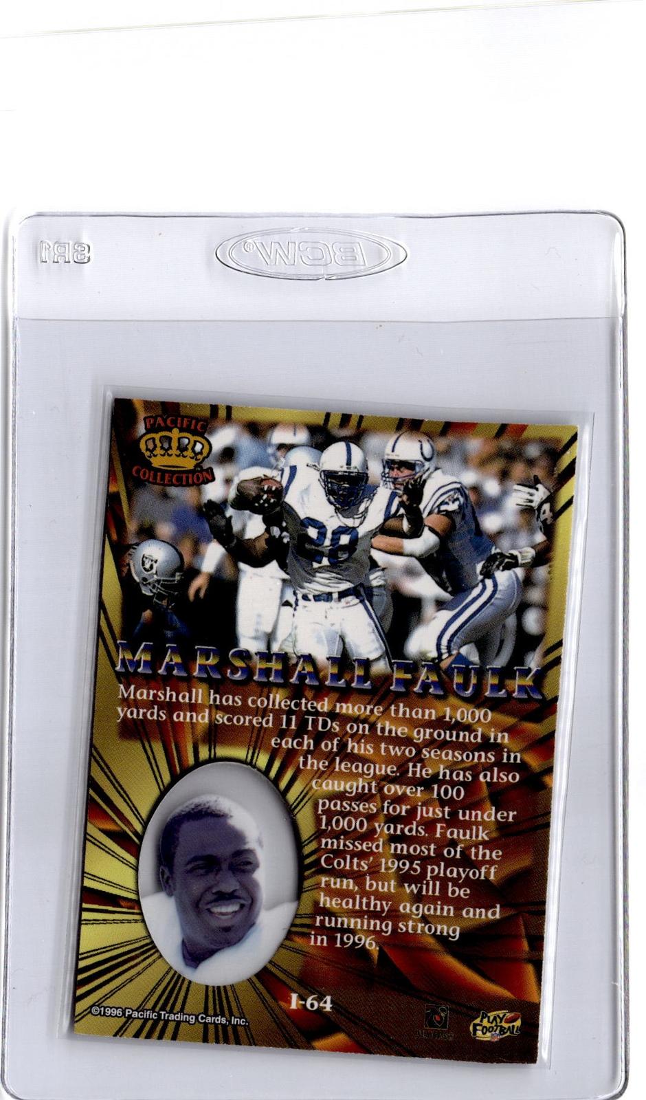 1996 Pacific Invincible #I-64 Marshall Faulk Bronze