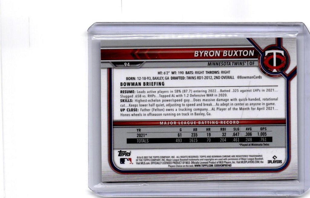 2022 Bowman Chrome Sapphire Edition #94 Byron Buxton Aqua #/99