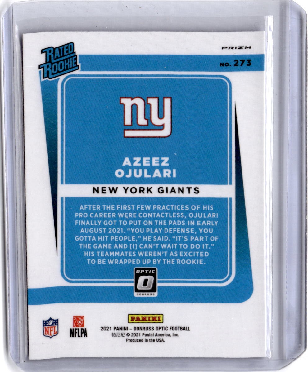 2021 Donruss Optic #273 Azeez Ojulari Blue Scope