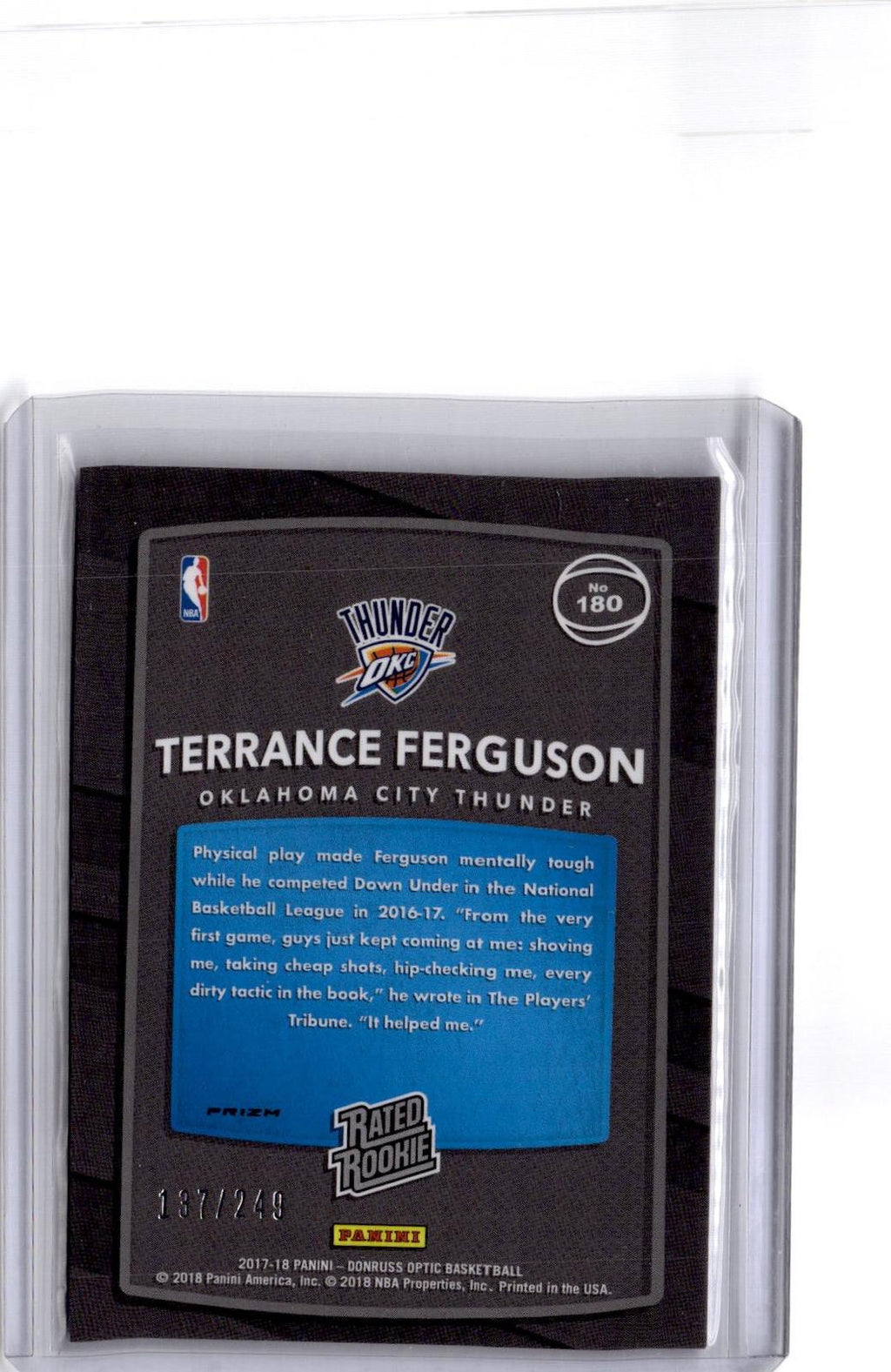 2017-18 Donruss Optic #180 Terrance Ferguson Premium Box Set #/249