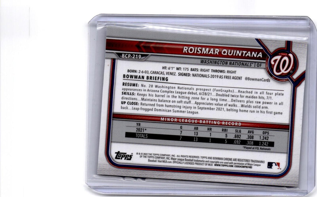 2022 Bowman Chrome Sapphire Edition  Roismar Quintana Prospects Aqua #/99