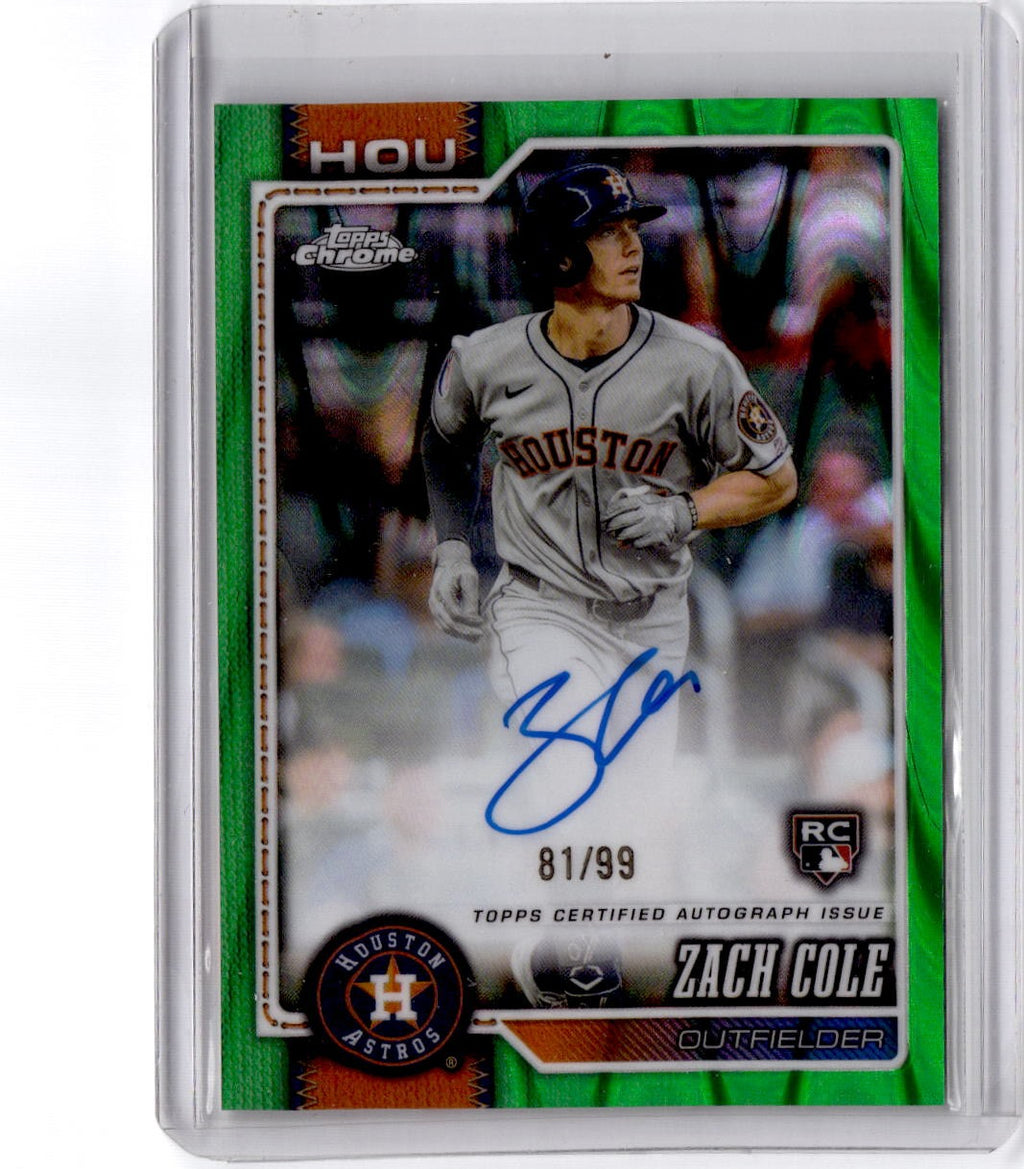 2026 Topps Chrome  Zach Cole Rookie Autographs Green Raywave Refractor #/99