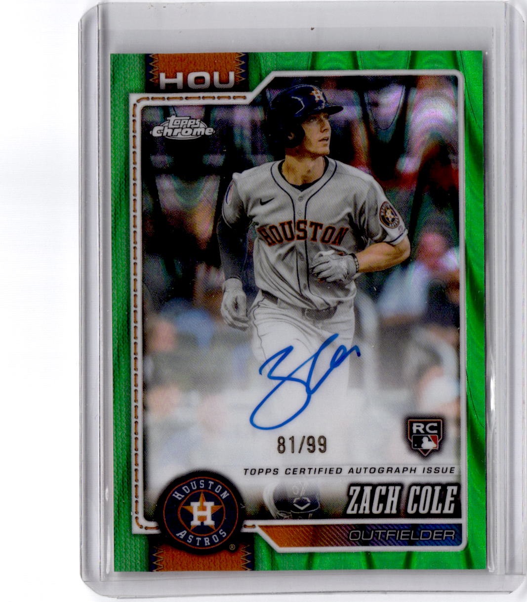 2026 Topps Chrome  Zach Cole Rookie Autographs Green Raywave Refractor #/99