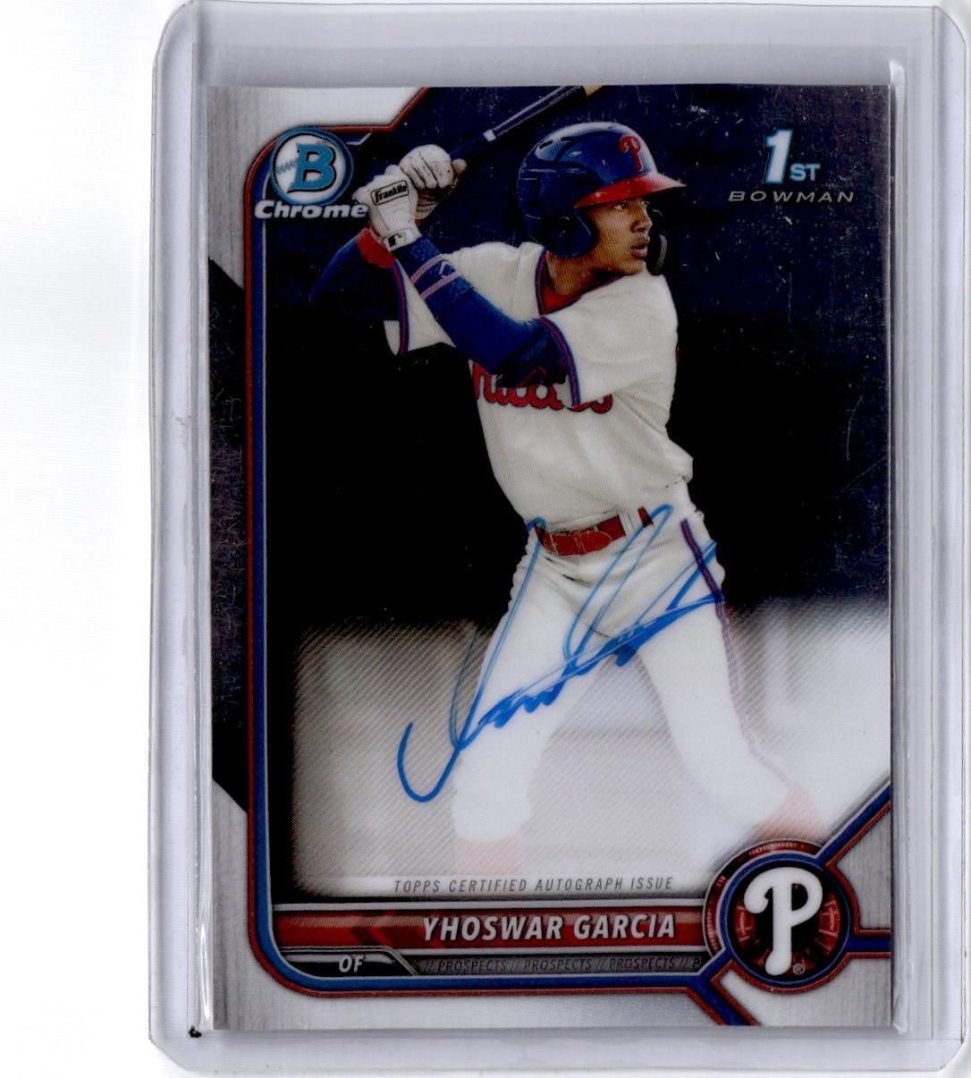 2022 Bowman #CPA-YG Yhoswar Garcia Chrome Prospects Autographs