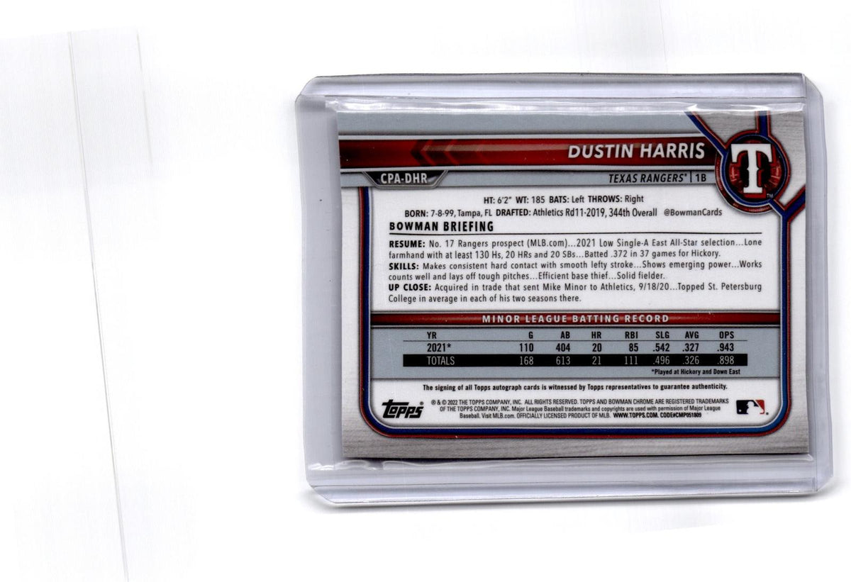 2022 Bowman #CPA-DHR Dustin Harris Chrome Prospects Autographs