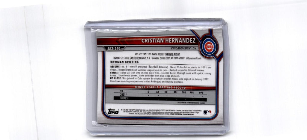 2022 Bowman Chrome Sapphire Edition  Cristian Hernandez Prospects Aqua #/99