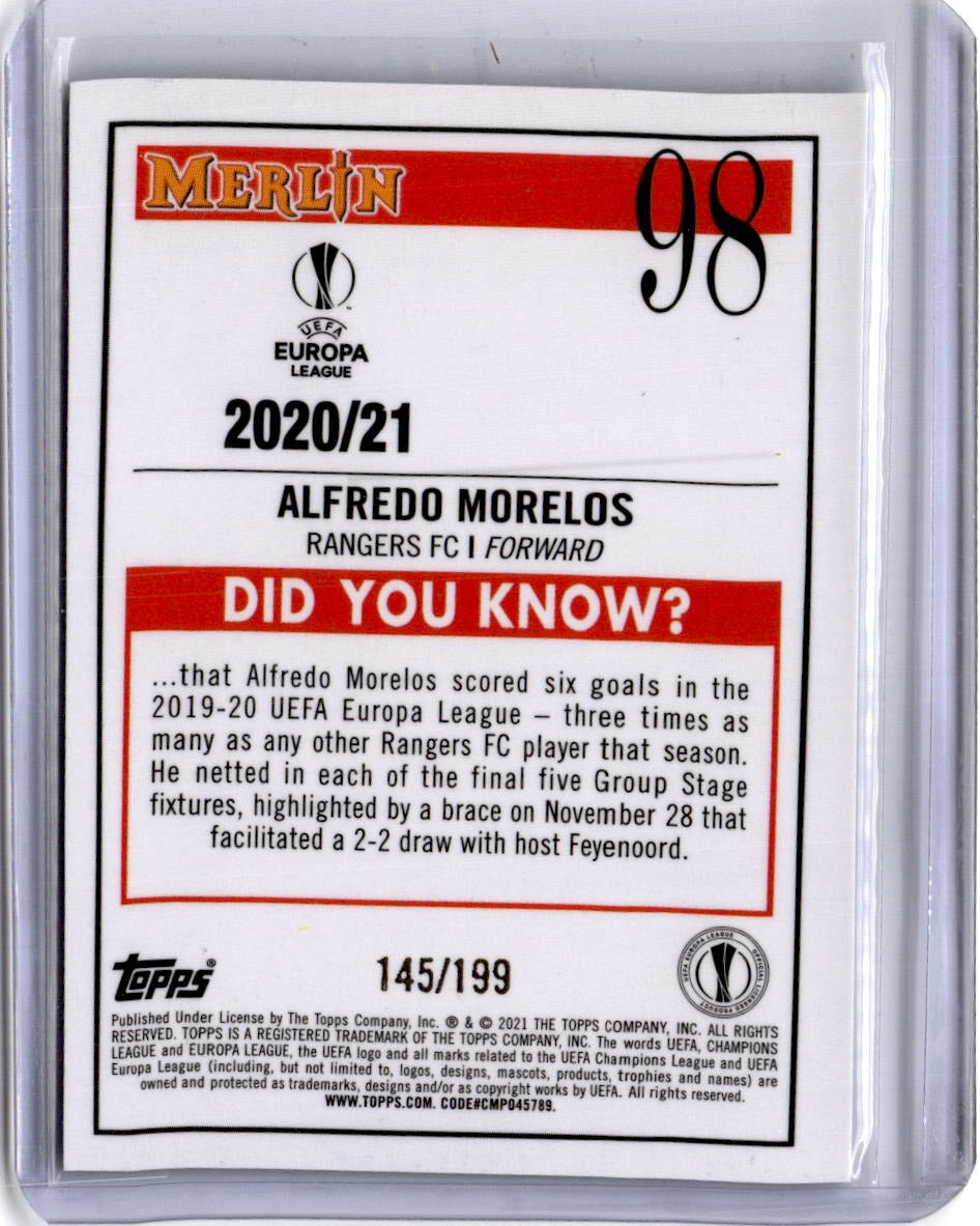 2020-21 Merlin UEFA Champions League #98 Alfredo Morelos Aqua #/199