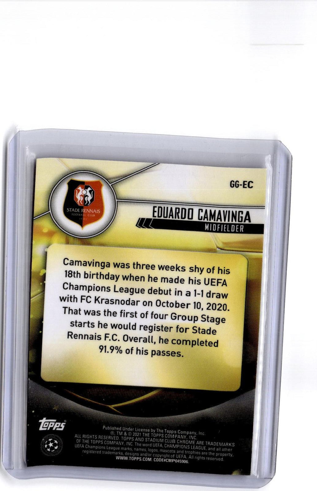 2020-21 Stadium Club Chrome UEFA Champions League Eduardo Camavinga Glimpses