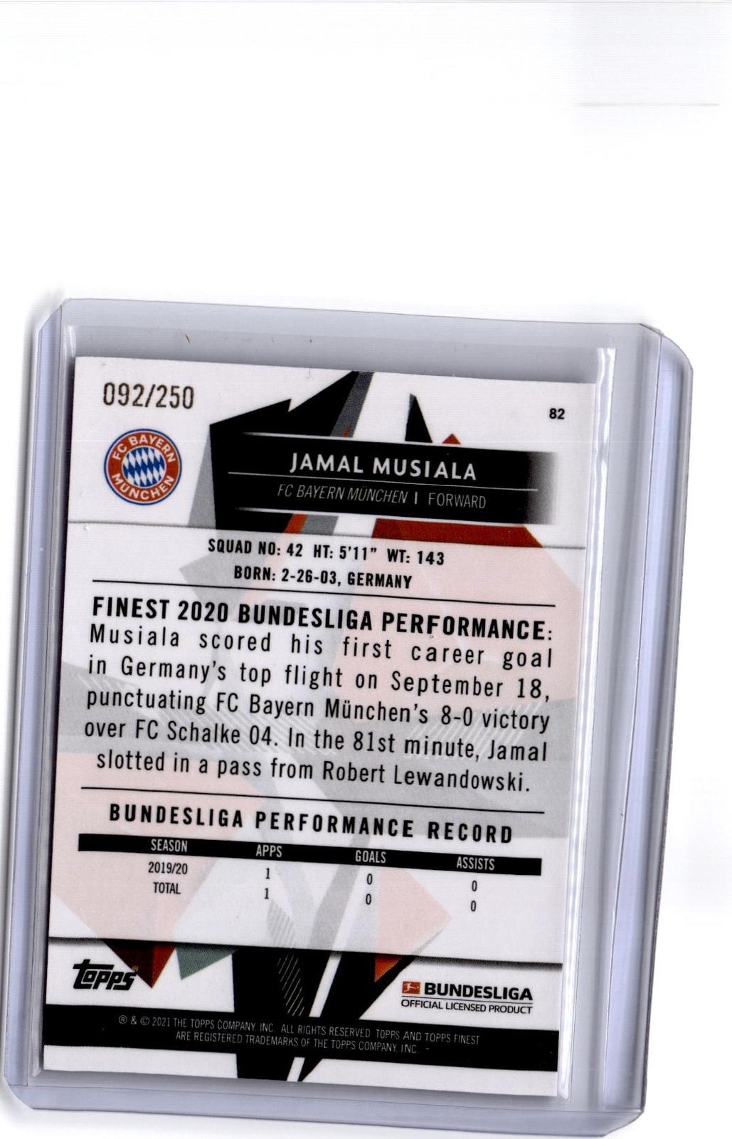2020-21 Finest Bundesliga #82 Jamal Musiala Purple #/250