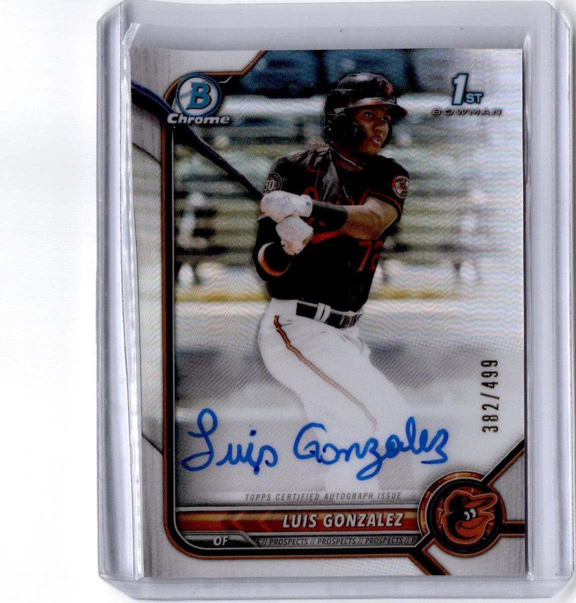 2022 Bowman #CPA-LG Luis Gonzalez Chrome Prospects Autographs Refractor /499