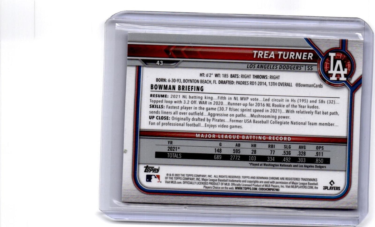 2022 Bowman Chrome Sapphire Edition #43 Trea Turner