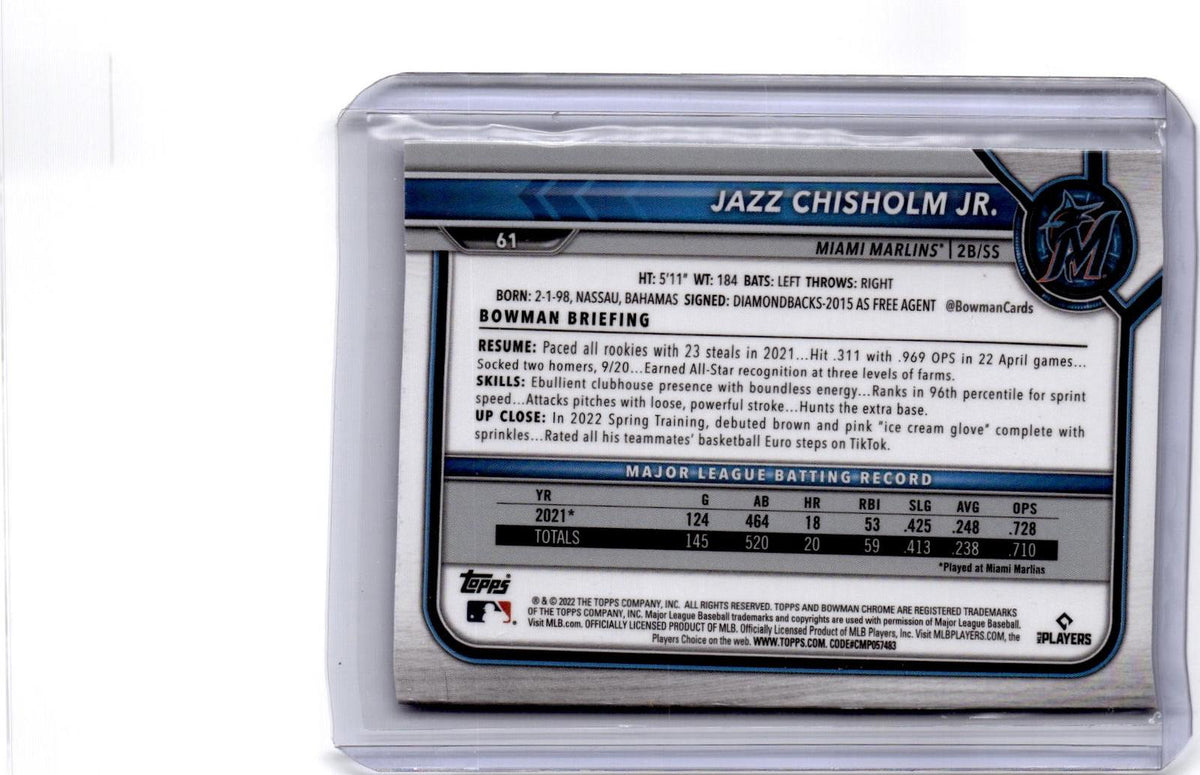 2022 Bowman Chrome Sapphire Edition #61 Jazz Chisholm Jr.
