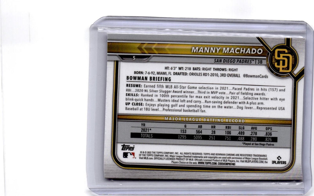 2022 Bowman Chrome Sapphire Edition #5 Manny Machado