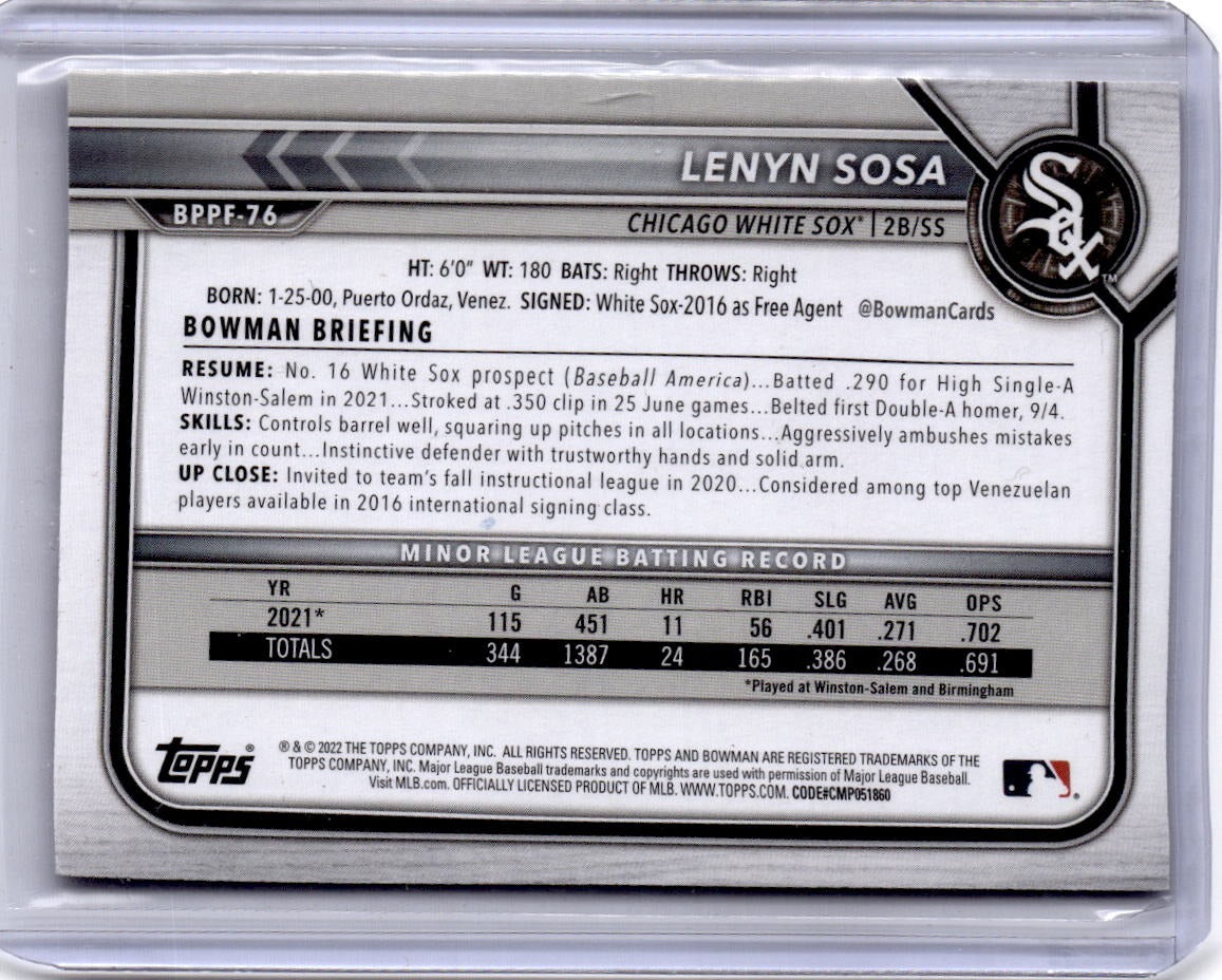 2022 Bowman 1st Edition #BPPF-76 Lenyn Sosa Sky Blue Foil