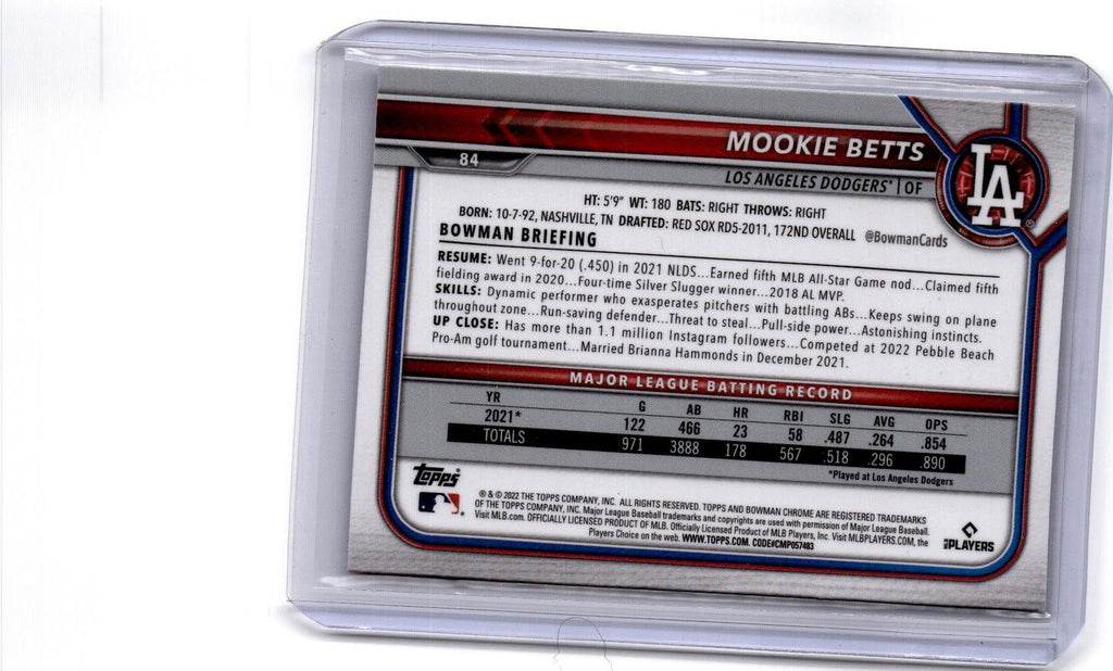 2022 Bowman Chrome Sapphire Edition #84 Mookie Betts
