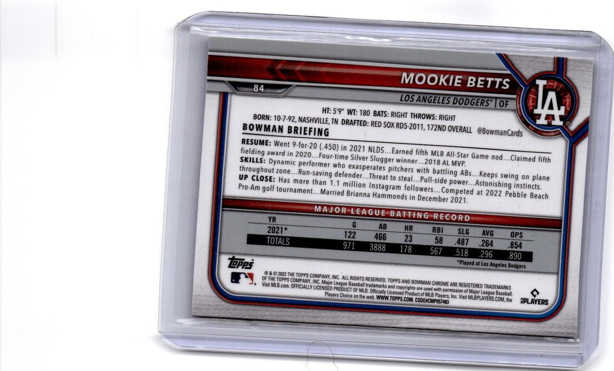 2022 Bowman Chrome Sapphire Edition #84 Mookie Betts