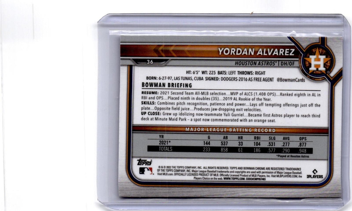 2022 Bowman Chrome Sapphire Edition #36 Yordan Alvarez