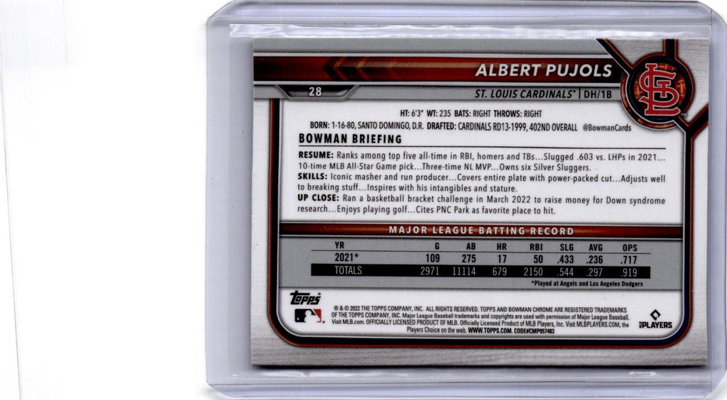 2022 Bowman Chrome Sapphire Edition #28 Albert Pujols