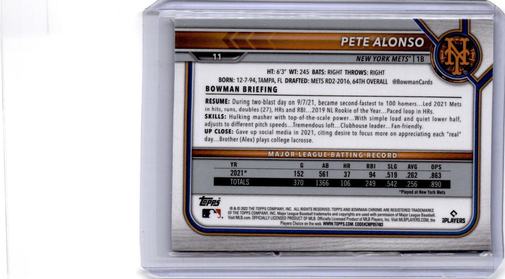 2022 Bowman Chrome Sapphire Edition #11 Pete Alonso