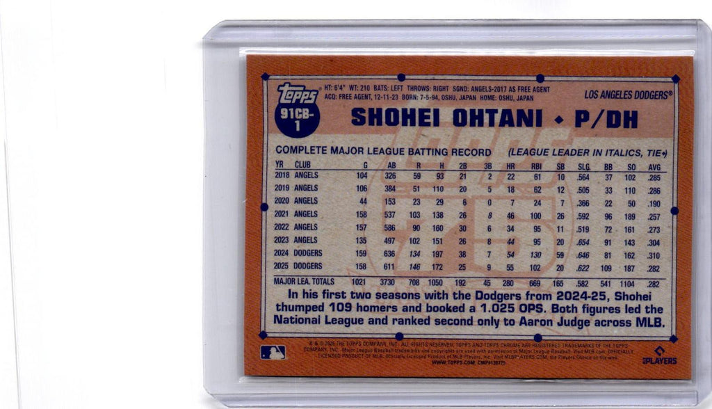 2026 Topps Chrome #91CB-1 Shohei Ohtani 1991 Topps Baseball 35th Anniversary