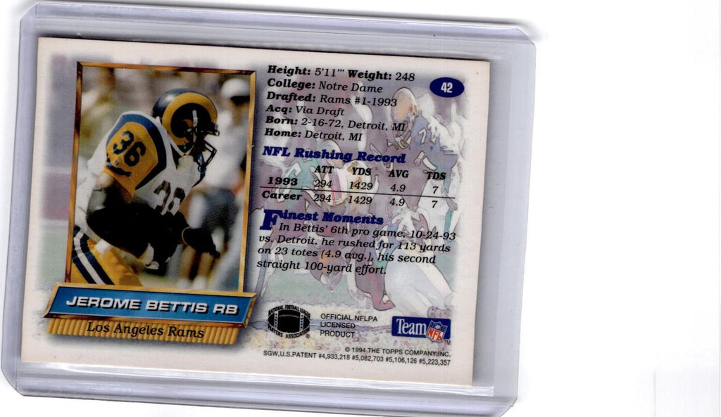 1994 Finest #42 Jerome Bettis Refractor