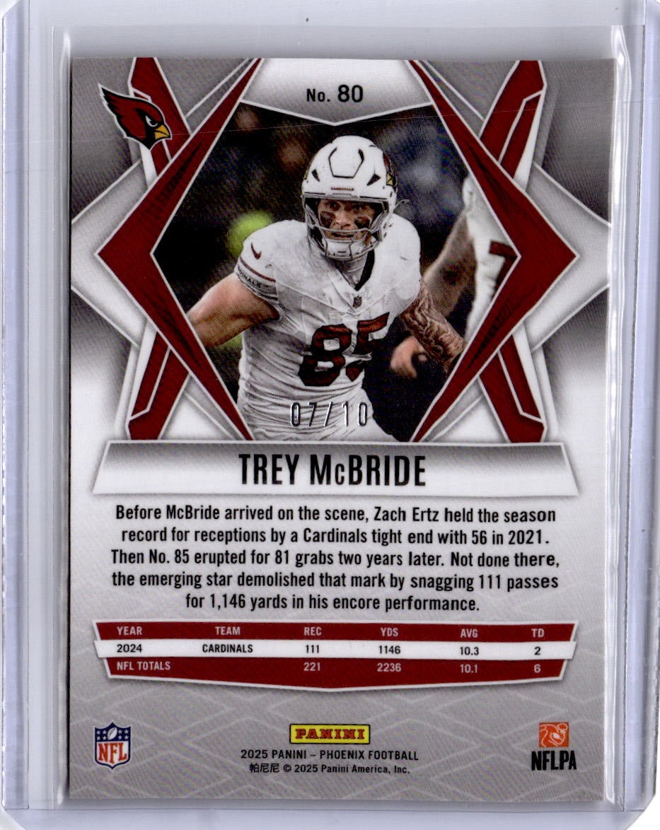 2025 Panini Phoenix #80 Trey McBride Gold Lazer Prizm #/10