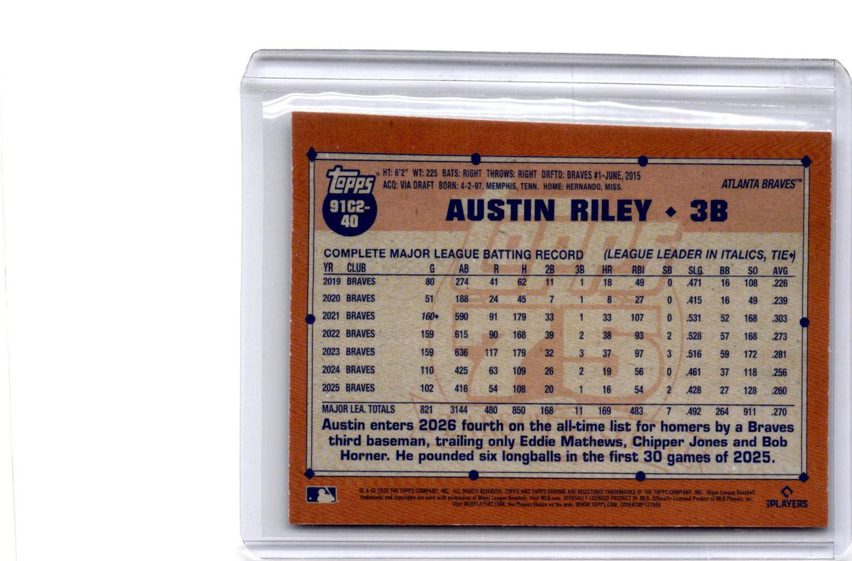 2026 Topps Austin Riley 35th Anniversary Chrome Aqua Refractor (Series Two) /199