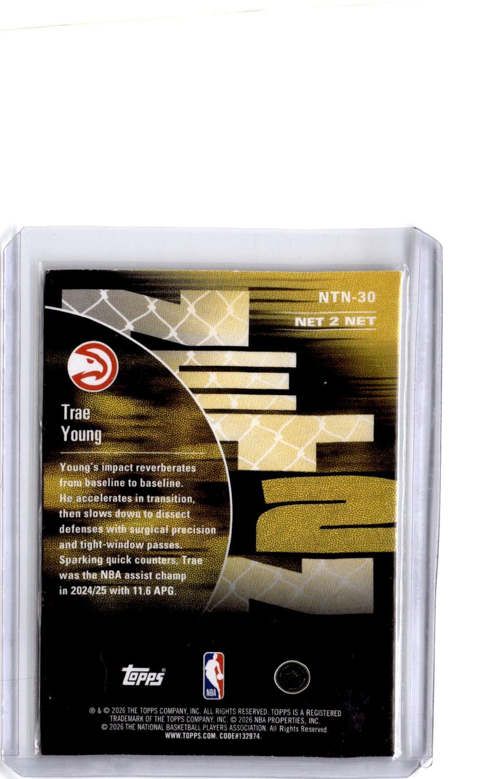 2025-26 Hoops #NTN-30 Trae Young Net 2 Net Light Burst Green #/75