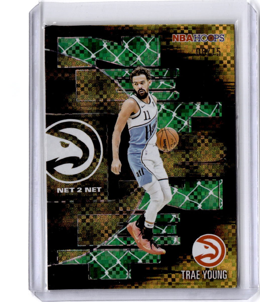 2025-26 Hoops #NTN-30 Trae Young Net 2 Net Light Burst Green #/75